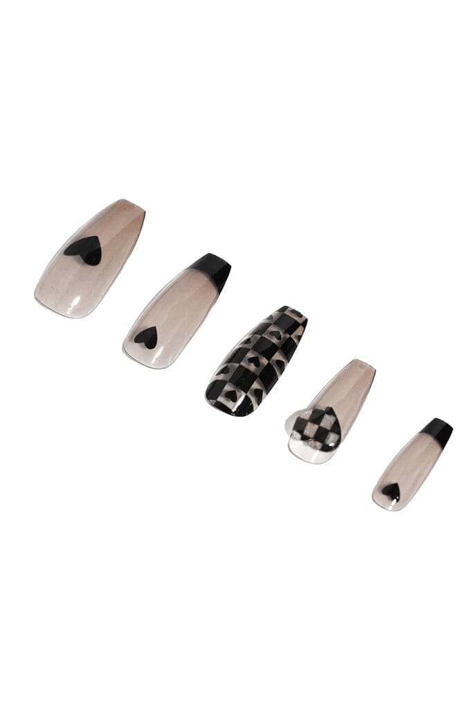 Black Hearts - Press On Nails Koo Pink