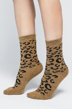 Glamour Cheetah Print Crew Socks Socks NOCTEX SAND