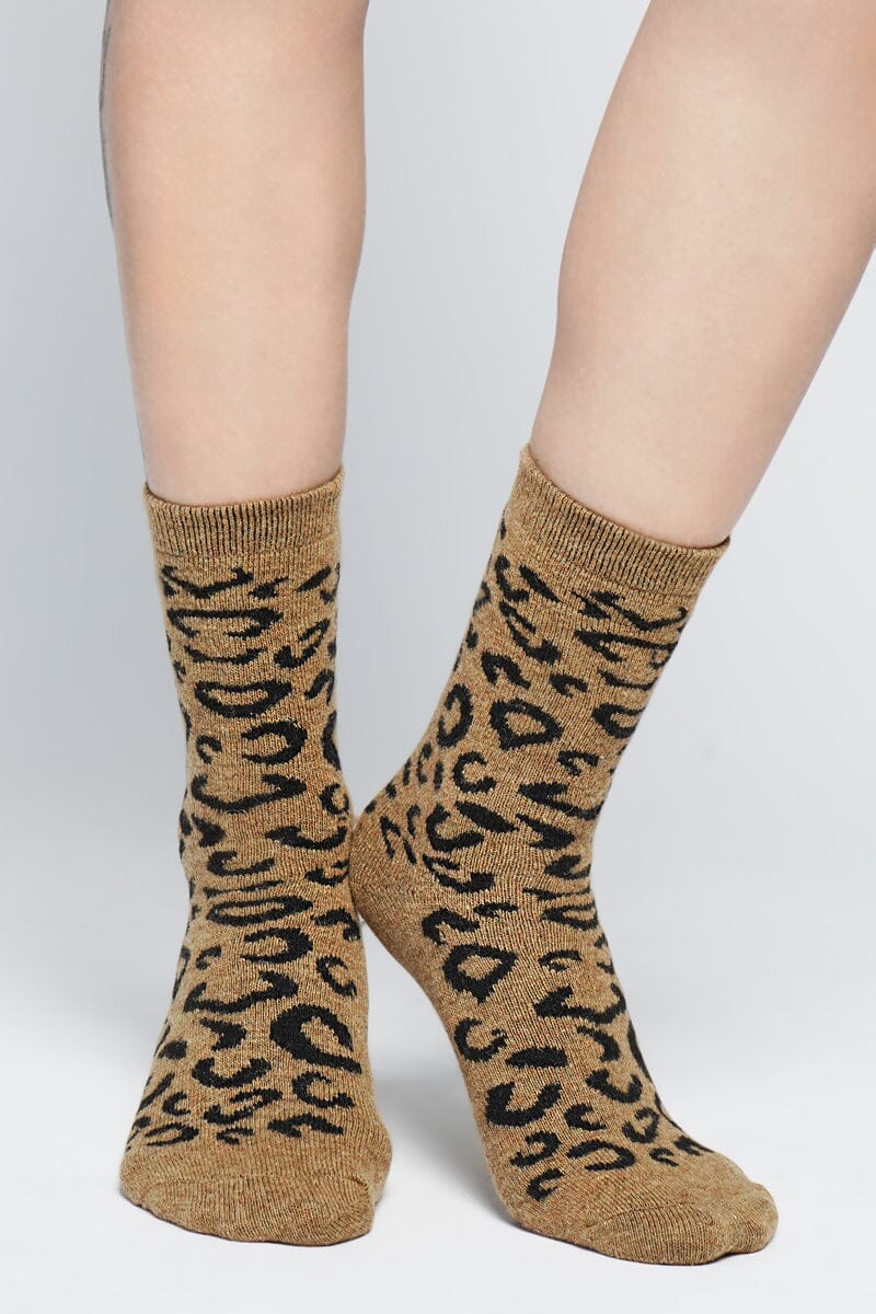 Glamour Cheetah Print Crew Socks Socks NOCTEX