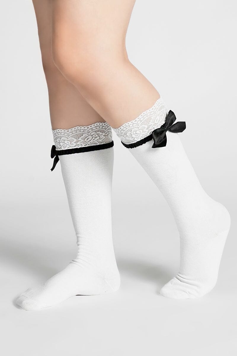 Lacey Trim Bow Socks Socks NOCTEX