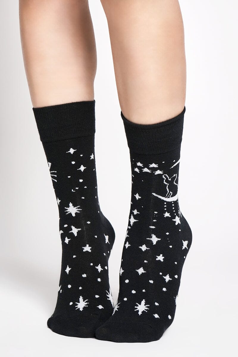 Starry Cat Sky Crew Socks Socks NOCTEX