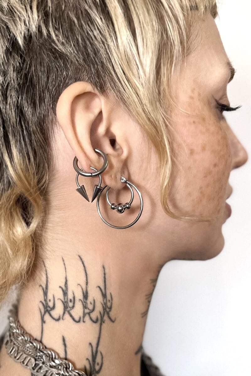 Cassini Steel Ring Hoop Earrings | Steel Earrings NOCTEX