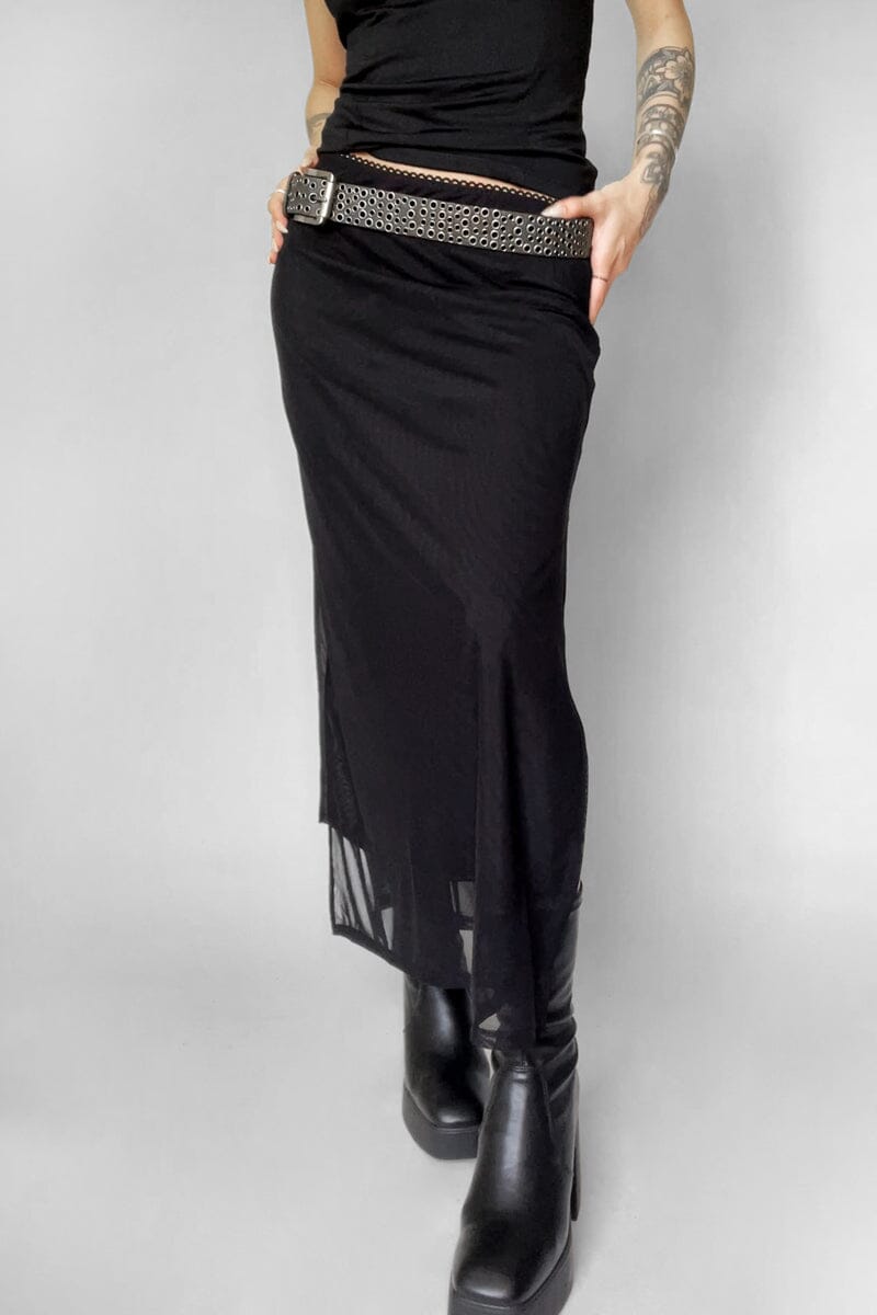 Shadow Veil Mesh Skirt Midi Skirts NOCTEX