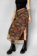 Camo Veil Mesh Skirt Midi Skirts NOCTEX