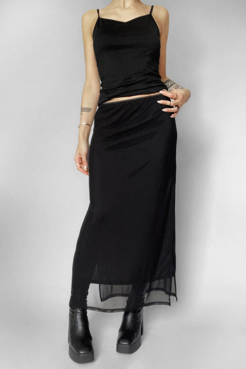 Shadow Veil Mesh Skirt Midi Skirts NOCTEX