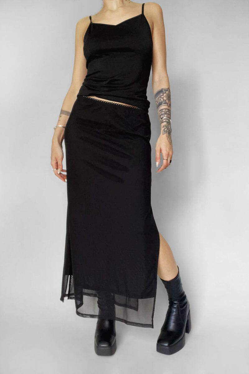 Shadow Veil Mesh Skirt Midi Skirts NOCTEX