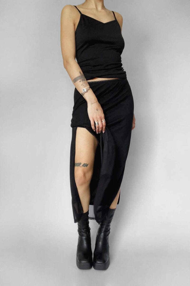 Shadow Veil Mesh Skirt Midi Skirts NOCTEX