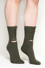 Destroyed Rib Socks Socks NOCTEX Grass Green
