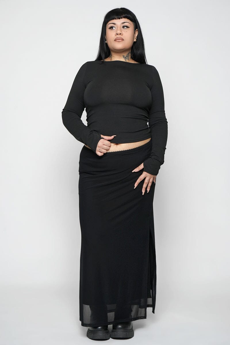 Shadow Veil Mesh Skirt Midi Skirts NOCTEX