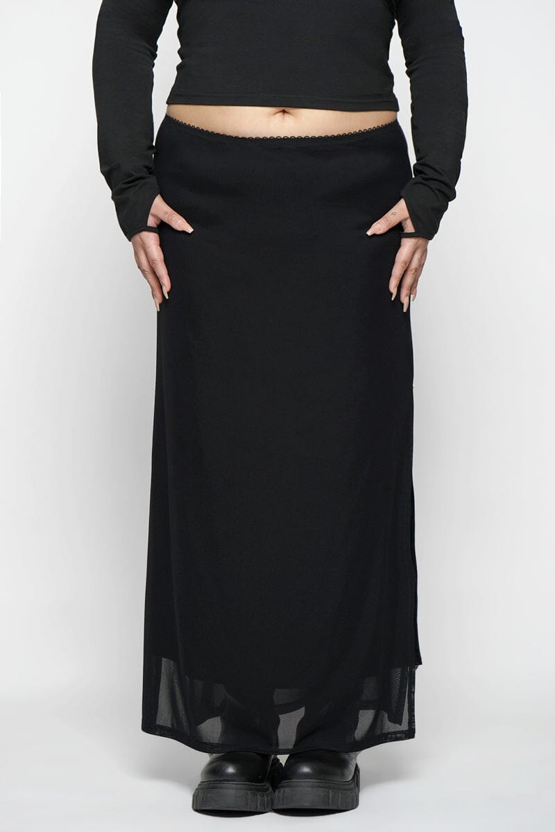 Shadow Veil Mesh Skirt Midi Skirts NOCTEX