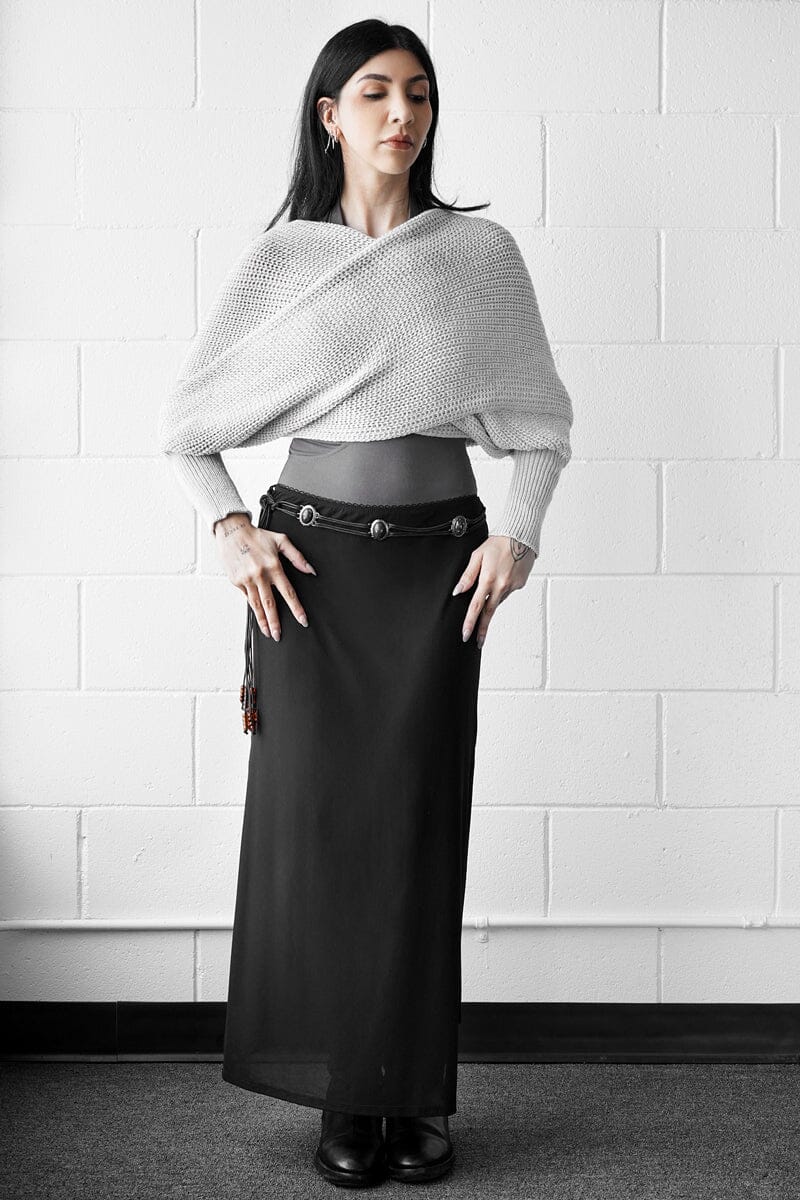 Leah Knit Shawl Shrug Shrugs NOCTEX Ice Grey