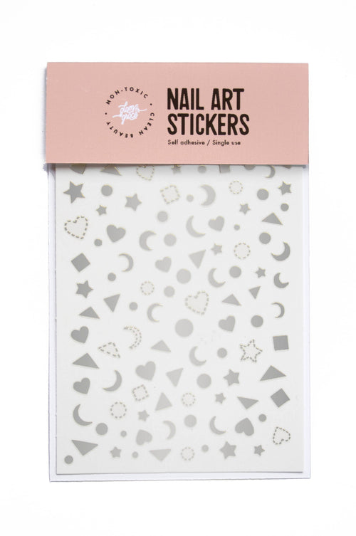 Nail Art Stickers - Metallic Silver - Noctex - Glam & Grace beauty, Cruelty free, Faire, Gold, Made in USA/Canada, nails, shapes, stars, Vegan Nails