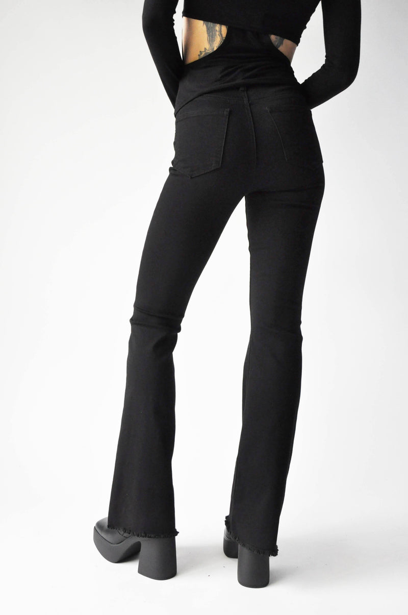 Black Out High Rise Flare Jeans - Noctex - Just USA Jeans 0, DENIM, Faire, jeans, sale, sale20, Womens Jeans