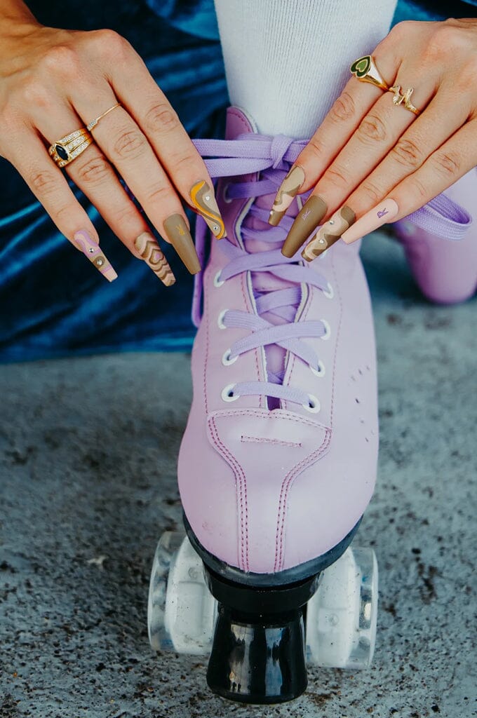 Groovy - Press On Nails - Noctex - Rave Nailz Faire, heart, Purple, retro Nails