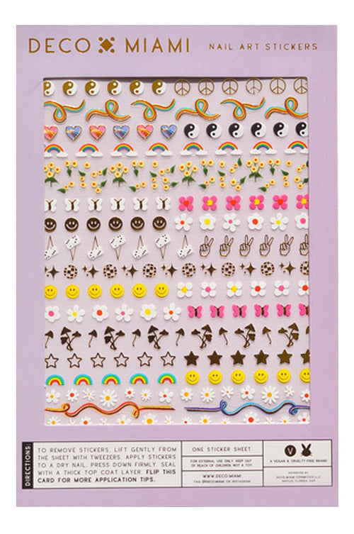 Stay Groovy - Nail Art Stickers - Noctex - Deco Miami 70s, beauty, butterfly, Cruelty free, disco ball, Faire, floral, flower, fuzzy dice, gold, hippy, Made in USA/Canada, mushroom, nails, pe
