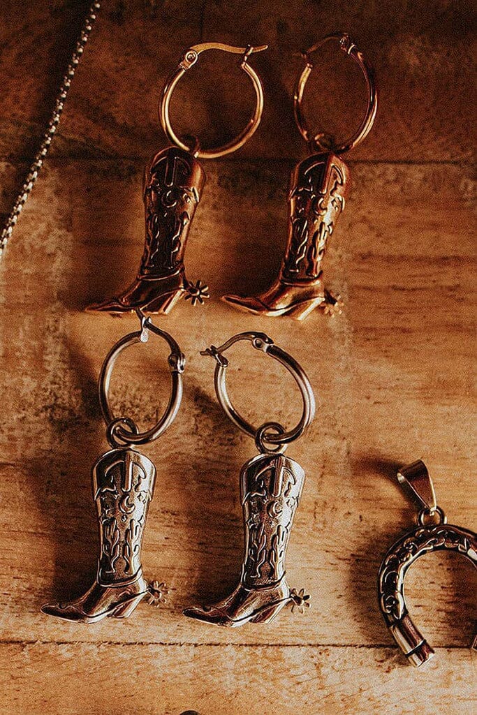 Hoedown Cowboy Boot Hoop Earrings Earrings Mysticum Luna 