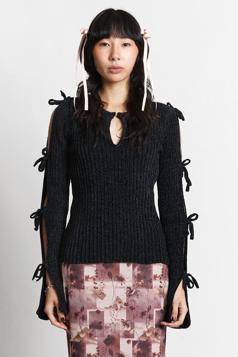Cut-Out Ribbon Sweater Moon River 
