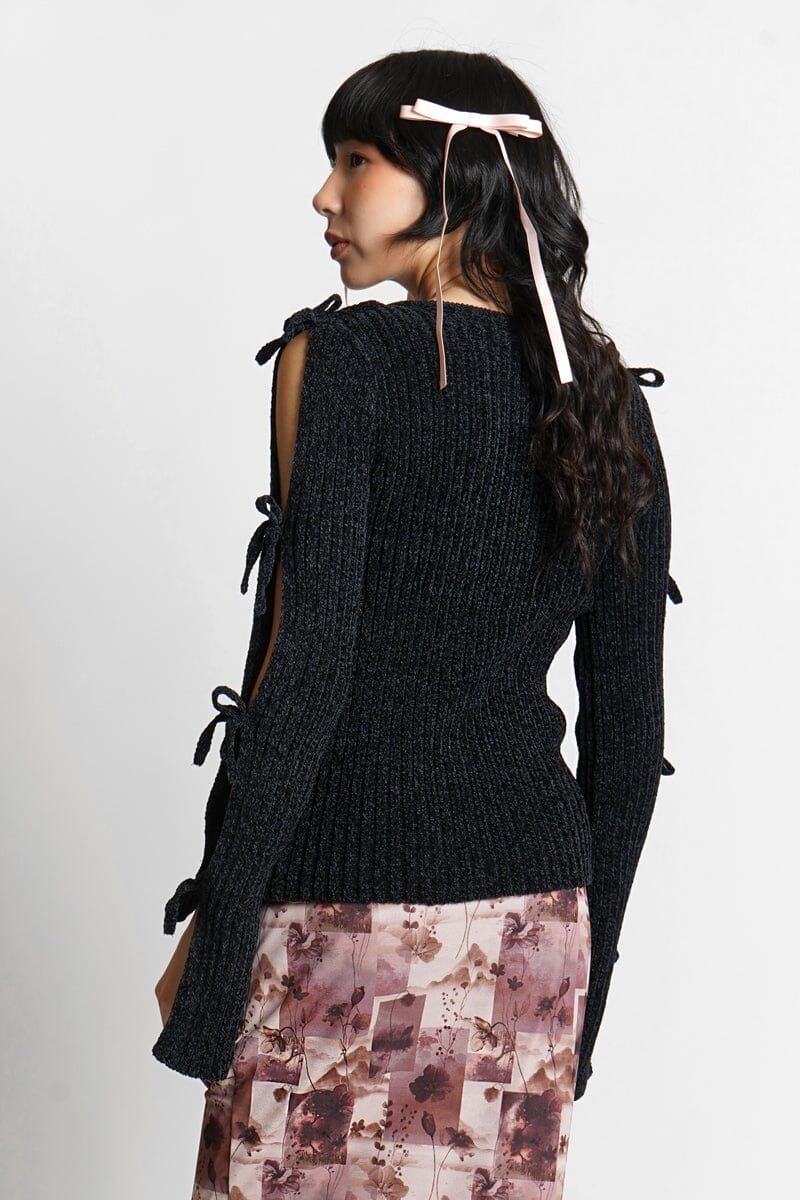 Cut-Out Ribbon Sweater Moon River 