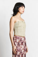 Levee Stretch Denim Corset Crop Tops Pretty Garbage 