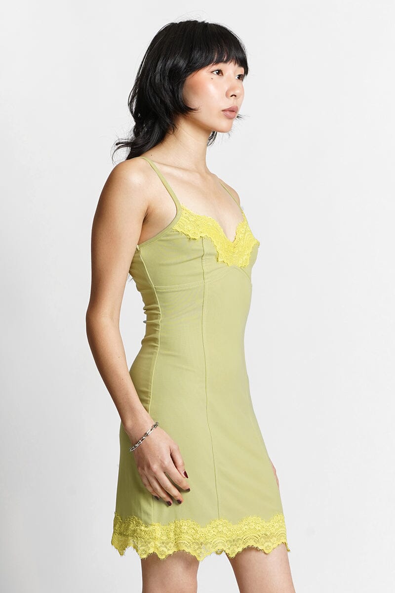 Paris Green Slip Dress Short Dresses Pretty Garbage 