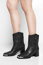 Inferno Leather and Metal Ankle Boots