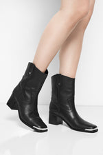 Inferno Leather and Metal Ankle Boots