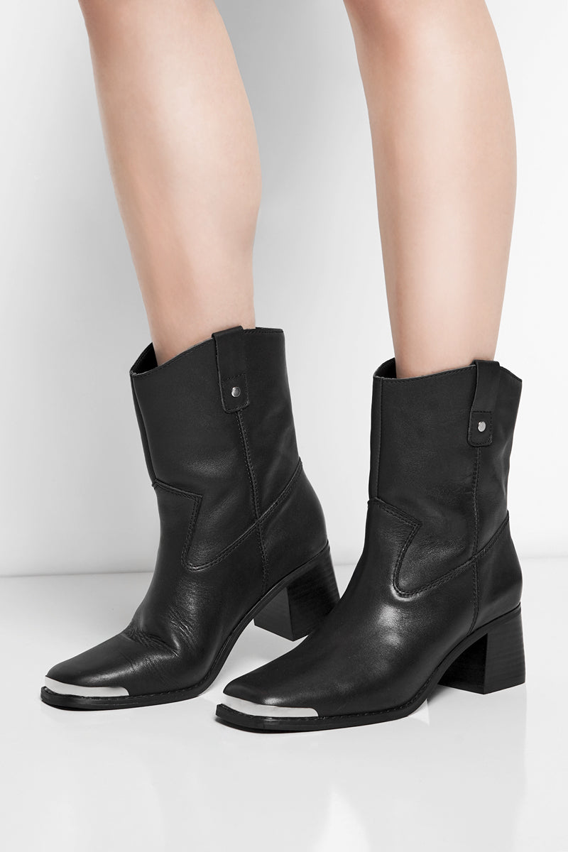 Inferno Leather and Metal Ankle Boots