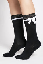 Lacey Trim Bow Socks Socks NOCTEX 