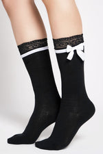 Lacey Trim Bow Socks Socks NOCTEX 