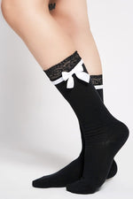 Lacey Trim Bow Socks Socks NOCTEX 