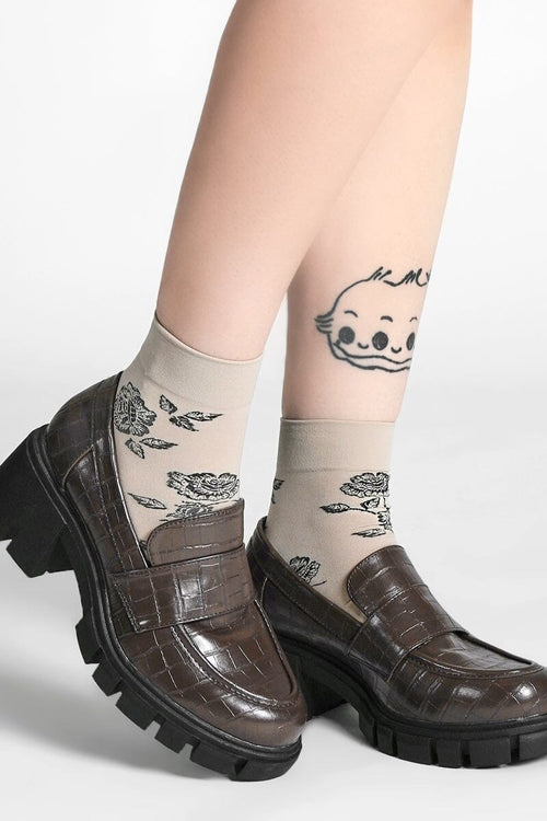 Anastasia Floral Ankle Socks Socks NOCTEX LOW / CREME 