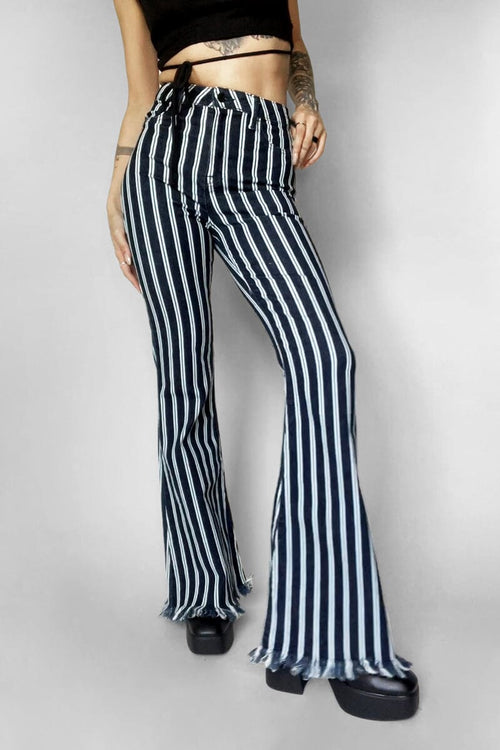 Striped Super Flare Jeans Pants Cello Jeans 