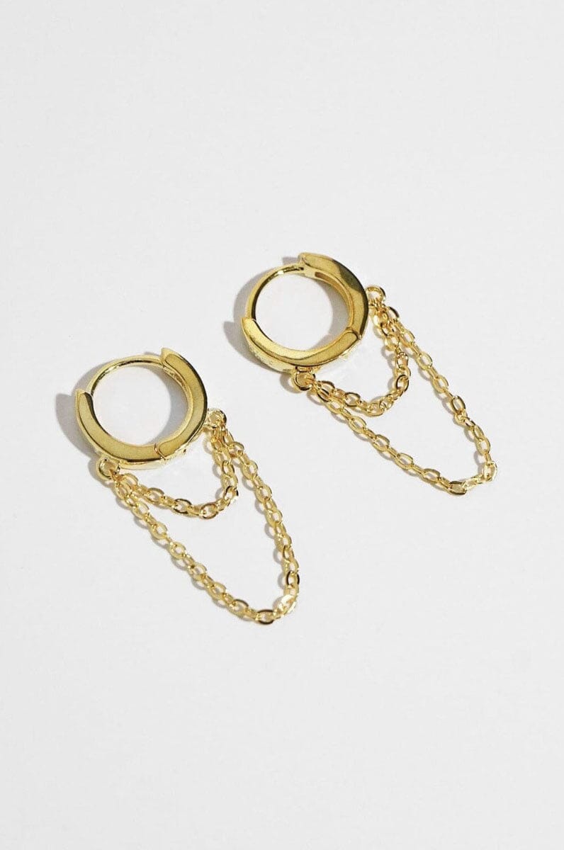 Chain Drop Hoops - Gold Earrings NOCTEX 