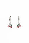 Pink Cherry Hoop Earrings - 925 Silver Earrings NOCTEX 