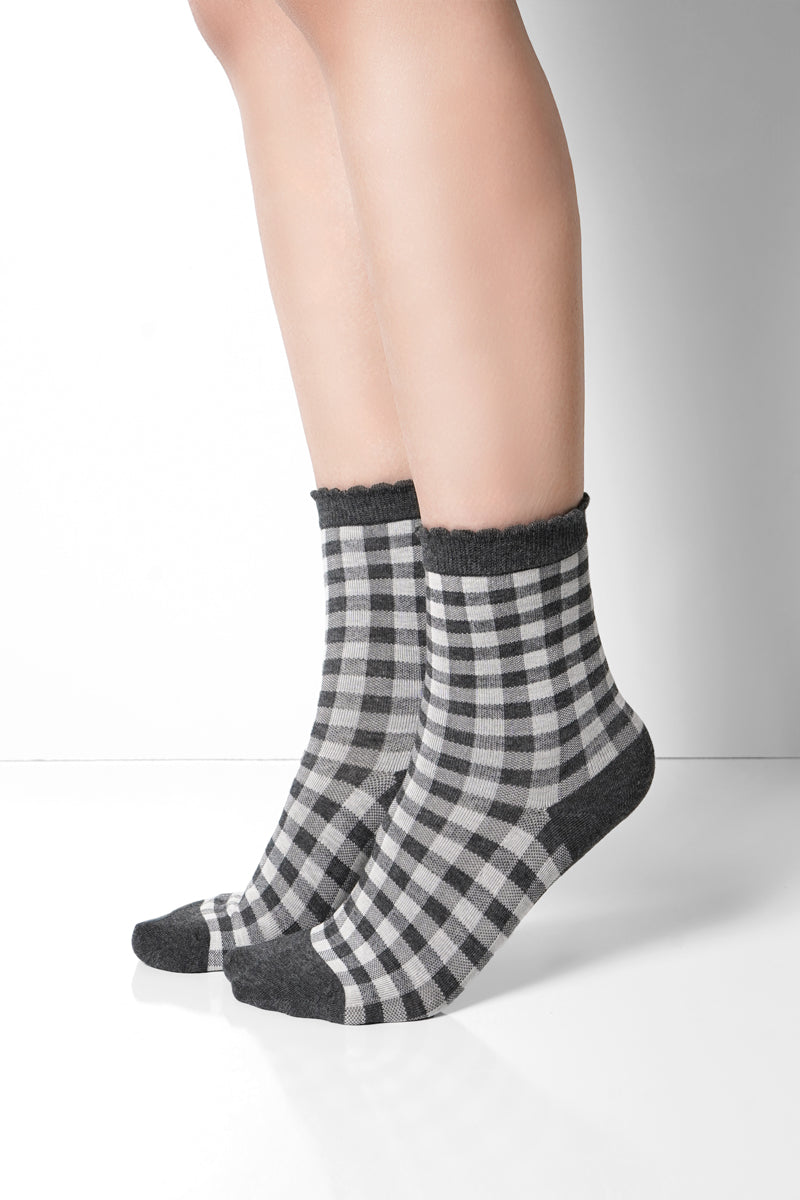 Cider Gingham Crew Socks