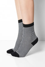 Optical Striped Crew Socks