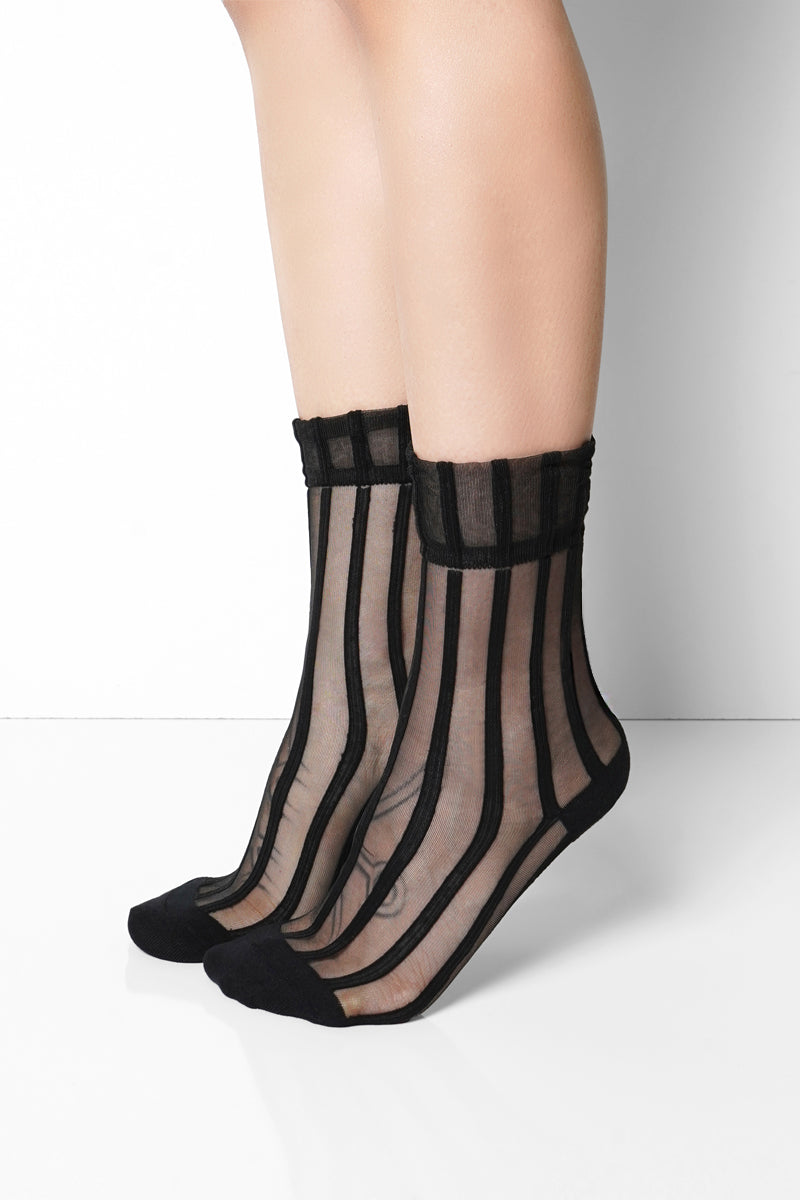 Pinstripe Sheer Crew Socks
