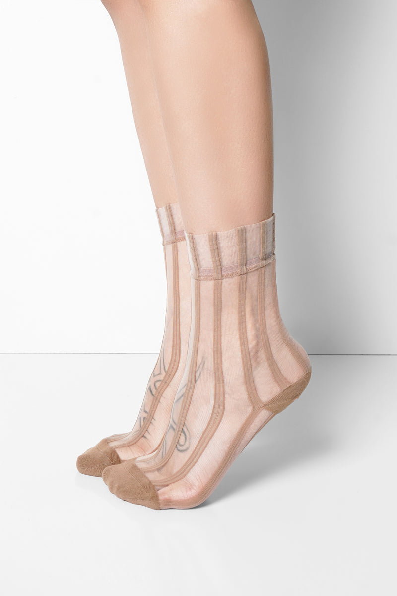 Pinstripe Sheer Crew Socks