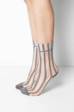 Pinstripe Sheer Crew Socks