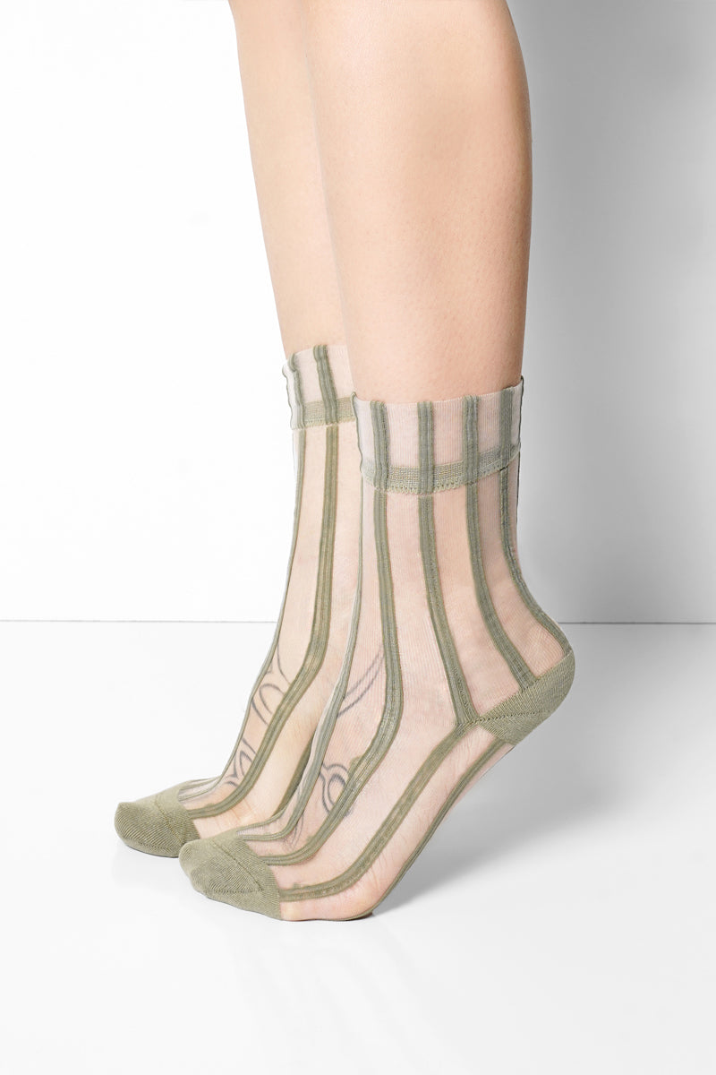 Pinstripe Sheer Crew Socks