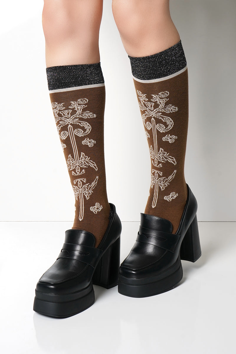 Rusted Florals High Knee Socks