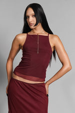 Claret Mesh Tank - Merlot Tank Tops NOCTEX 