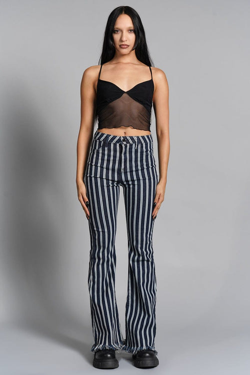 Striped Super Flare Jeans Pants Cello Jeans 