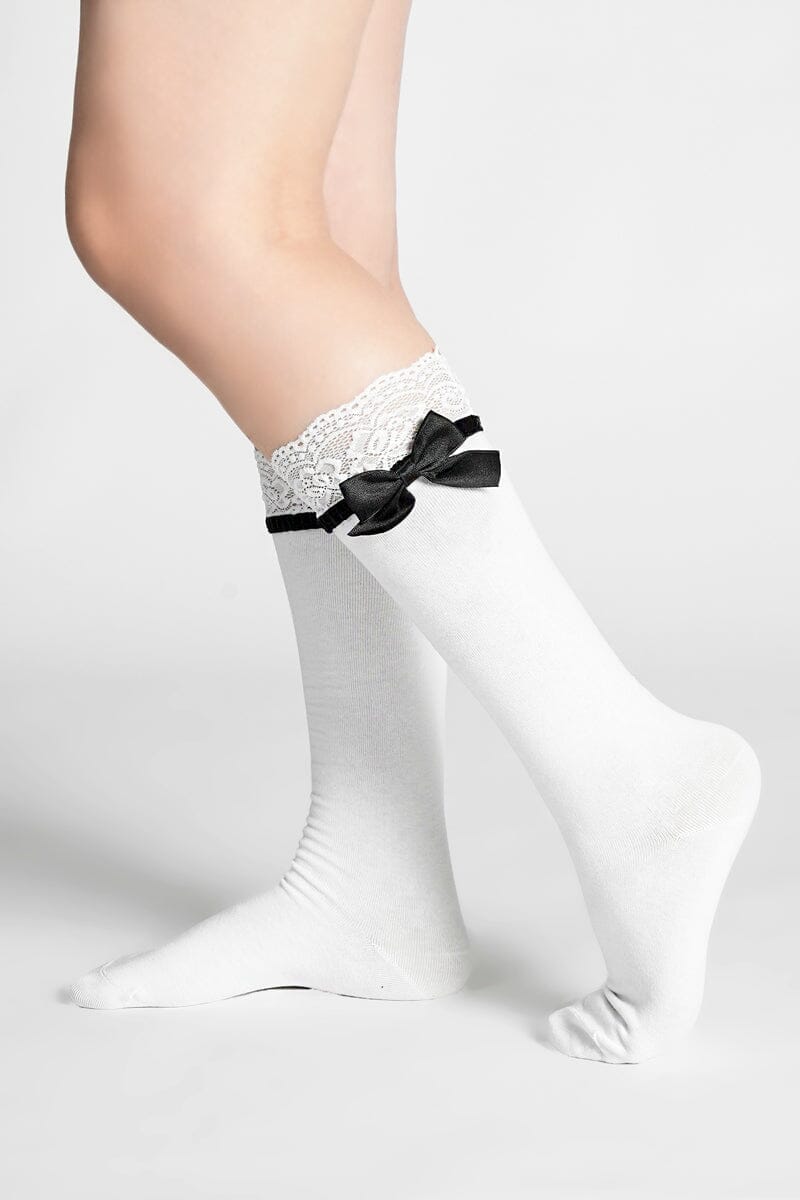 Lacey Trim Bow Socks Socks NOCTEX 