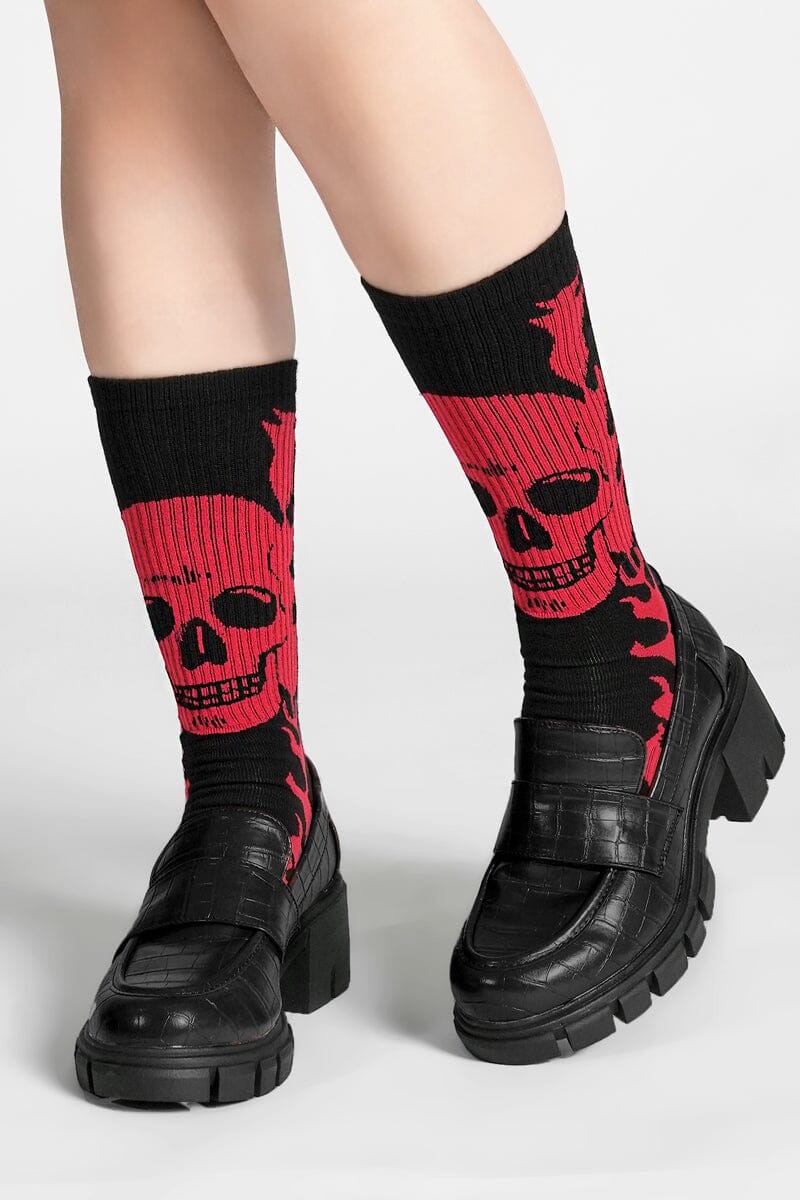 Vermillion Skull Socks Socks NOCTEX 