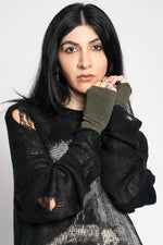 Sage Fingerless Gloves Arm Warmers NOCTEX 