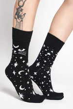 Starry Cat Sky Crew Socks Socks NOCTEX 
