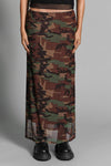 Camo Veil Mesh Skirt Midi Skirts NOCTEX 