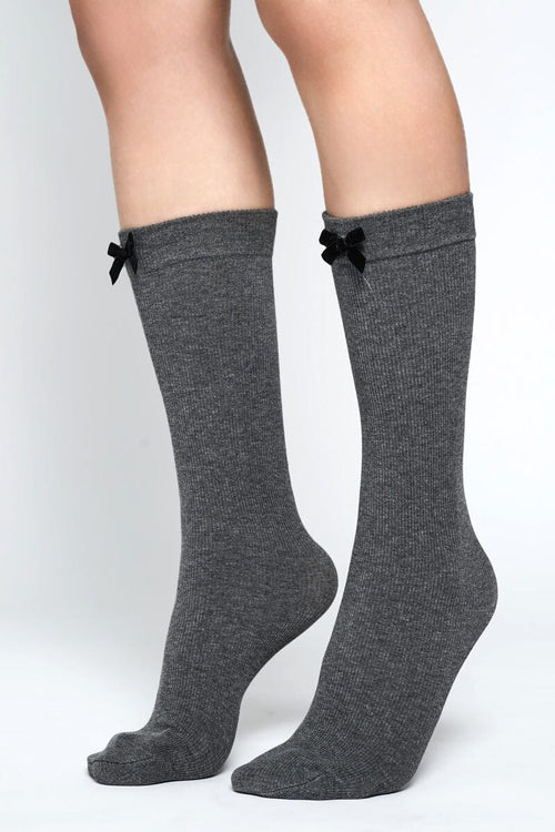 Marie Bow Socks Socks NOCTEX Brushed Grey 