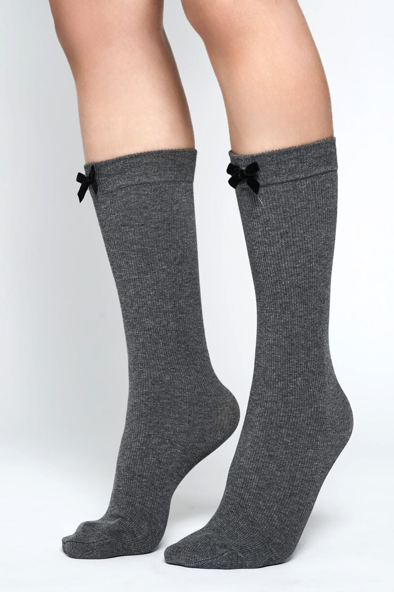 Marie Bow Socks Socks NOCTEX Brushed Grey 